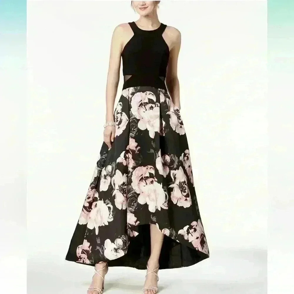 X by Xscape High Low Floral Halter Dress SZ 10